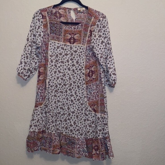 KORI paisley dress boho floral fairy hippie S lagen peasant prairie midi - Picture 1 of 15